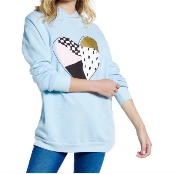 Wildfox Patchwork Heart Rebel Hoodie Sweatshirt - Picture 1 of 4